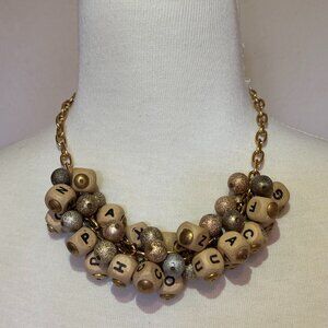 Lenora Dame Wood Letters Bead Necklace